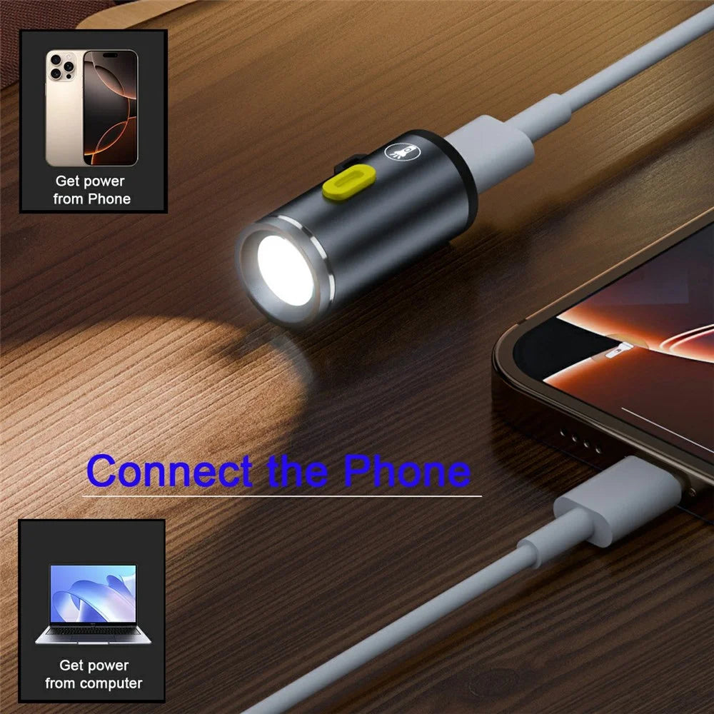 PW-055 2Pcs 210 Lumens USB C Mini LED Flashlight Interior Atmosphere Lighting Torch for Outdoor Walking Cycling - 4