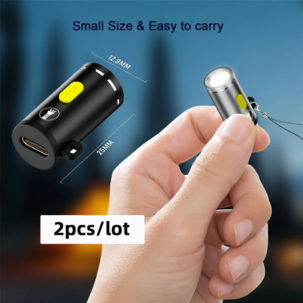 PW-055 2Pcs 210 Lumens USB C Mini LED Flashlight Interior Atmosphere Lighting Torch for Outdoor Walking Cycling - 7