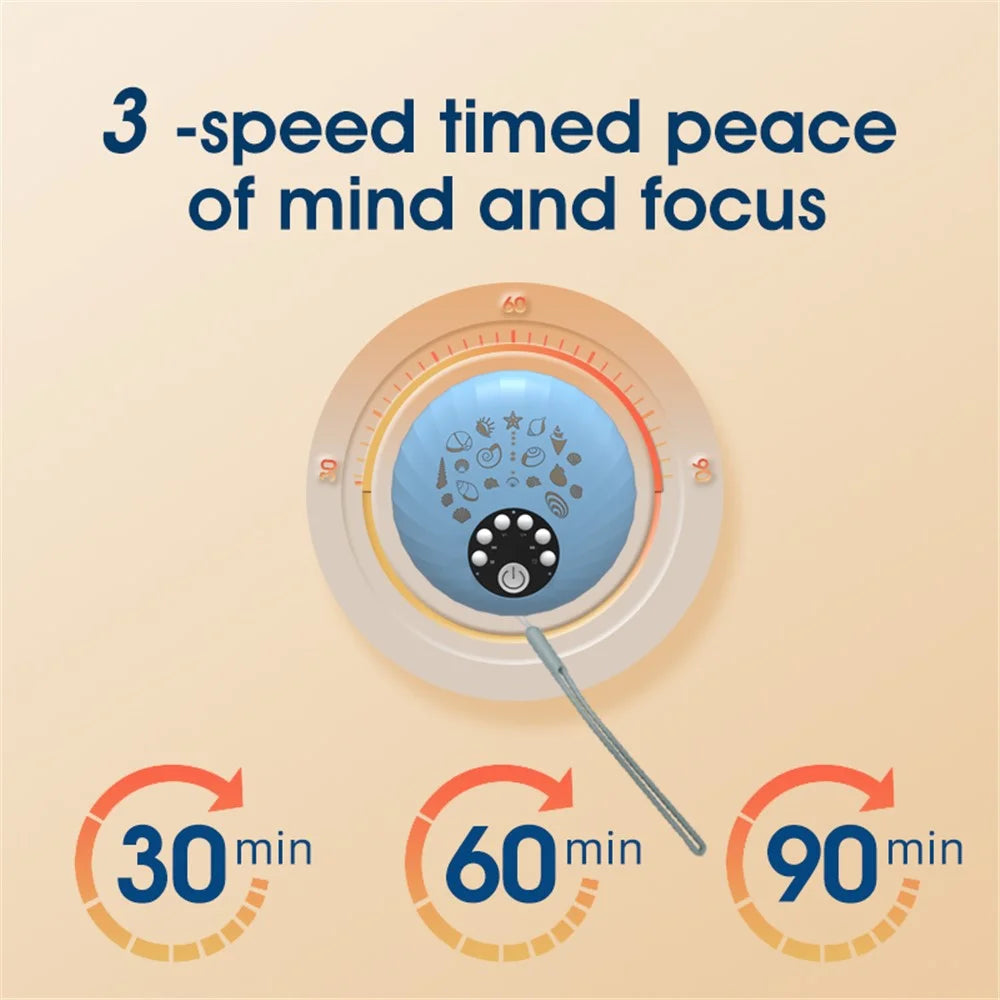 A1 Shell Design Baby Night Light Rechargeable White Noise Sleep Aid Machine - Blue - 7