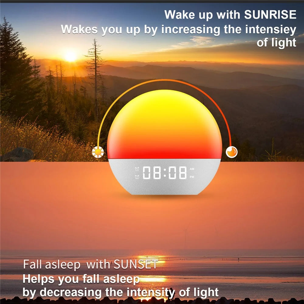 SH08 Bedside LED Night Light Wake Up Alarm Clock Light with Ambient Colors  /  White Noise  /  Sleep Aid - US Plug - 3