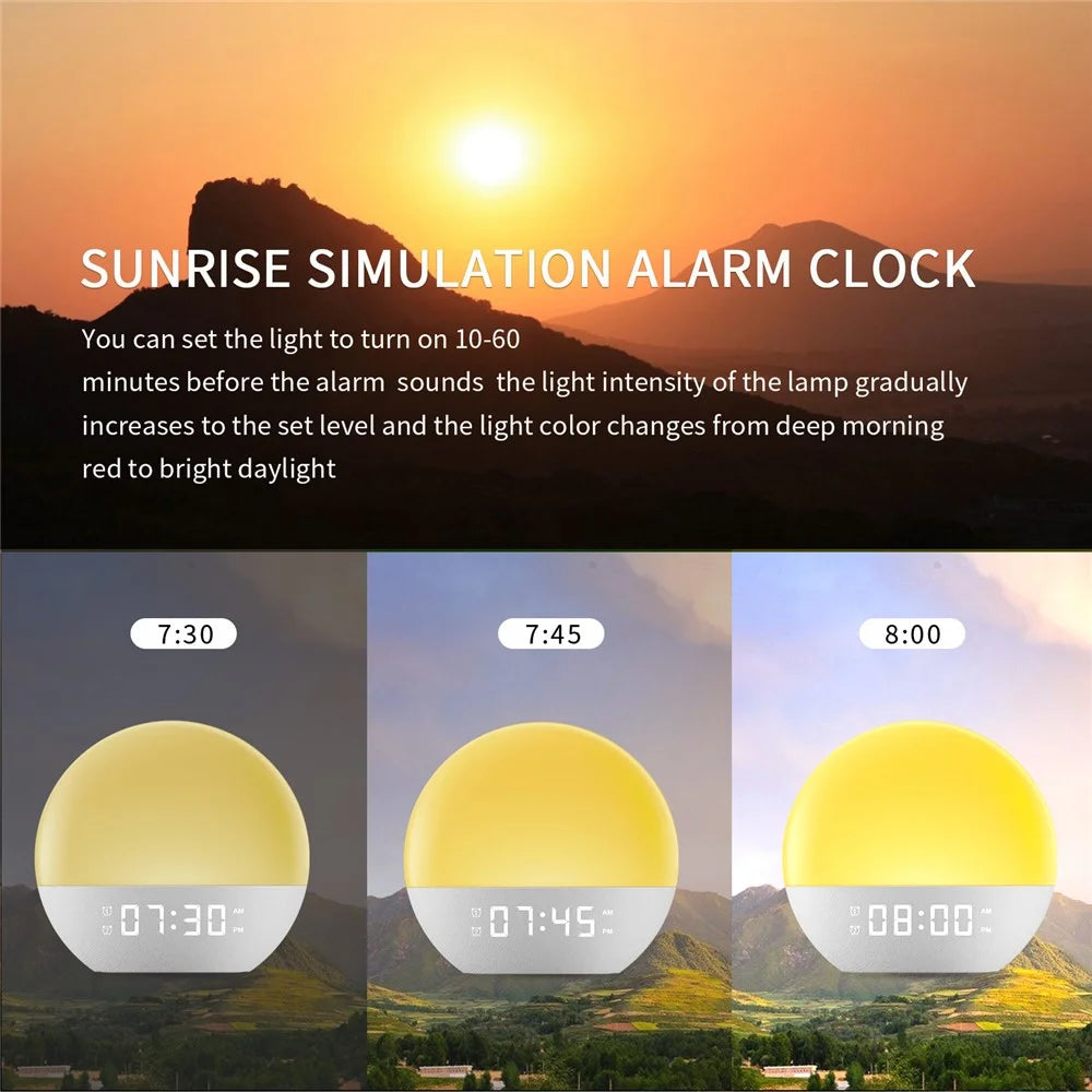 SH08 Bedside LED Night Light Wake Up Alarm Clock Light with Ambient Colors  /  White Noise  /  Sleep Aid - US Plug - 4