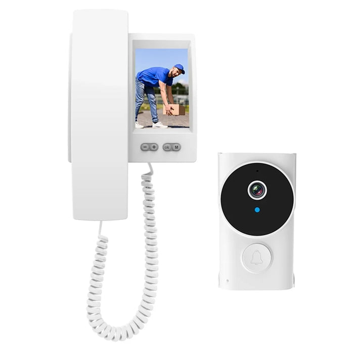 Y9-KP1 IP44 Waterproof 2.4G Transmission 3.5 Inch IPS Screen Two Way Audio Night Vision HD Video Doorbell Kit - White - 1