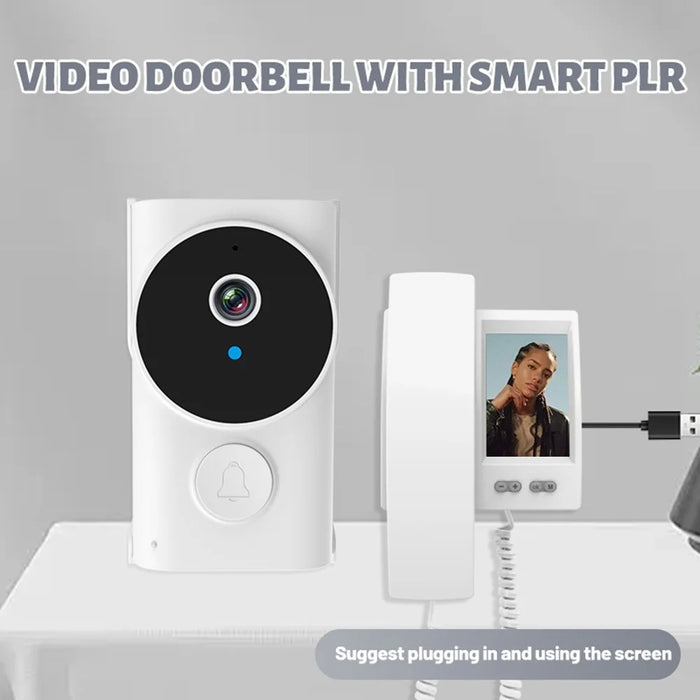 Y9-KP1 IP44 Waterproof 2.4G Transmission 3.5 Inch IPS Screen Two Way Audio Night Vision HD Video Doorbell Kit - White - 3