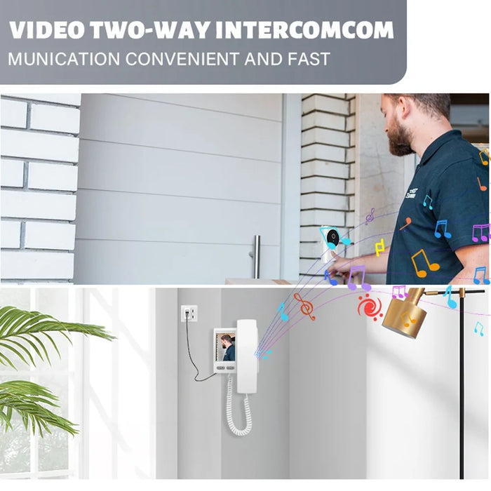 Y9-KP1 IP44 Waterproof 2.4G Transmission 3.5 Inch IPS Screen Two Way Audio Night Vision HD Video Doorbell Kit - White - 7