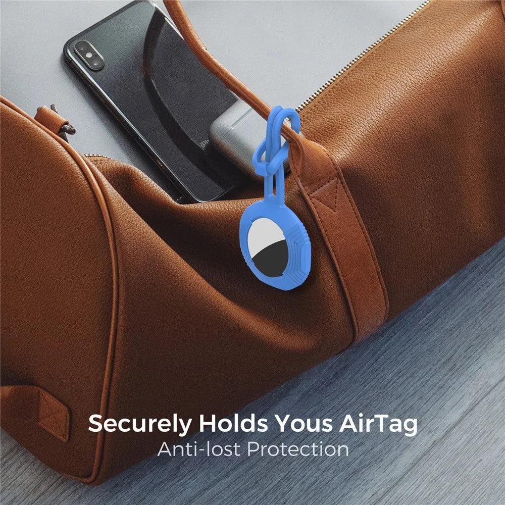 AHASTYLE PT164 For AirTag Tracker Case Silicone Anti Drop Protective Cover with Lanyard - Blue - 3