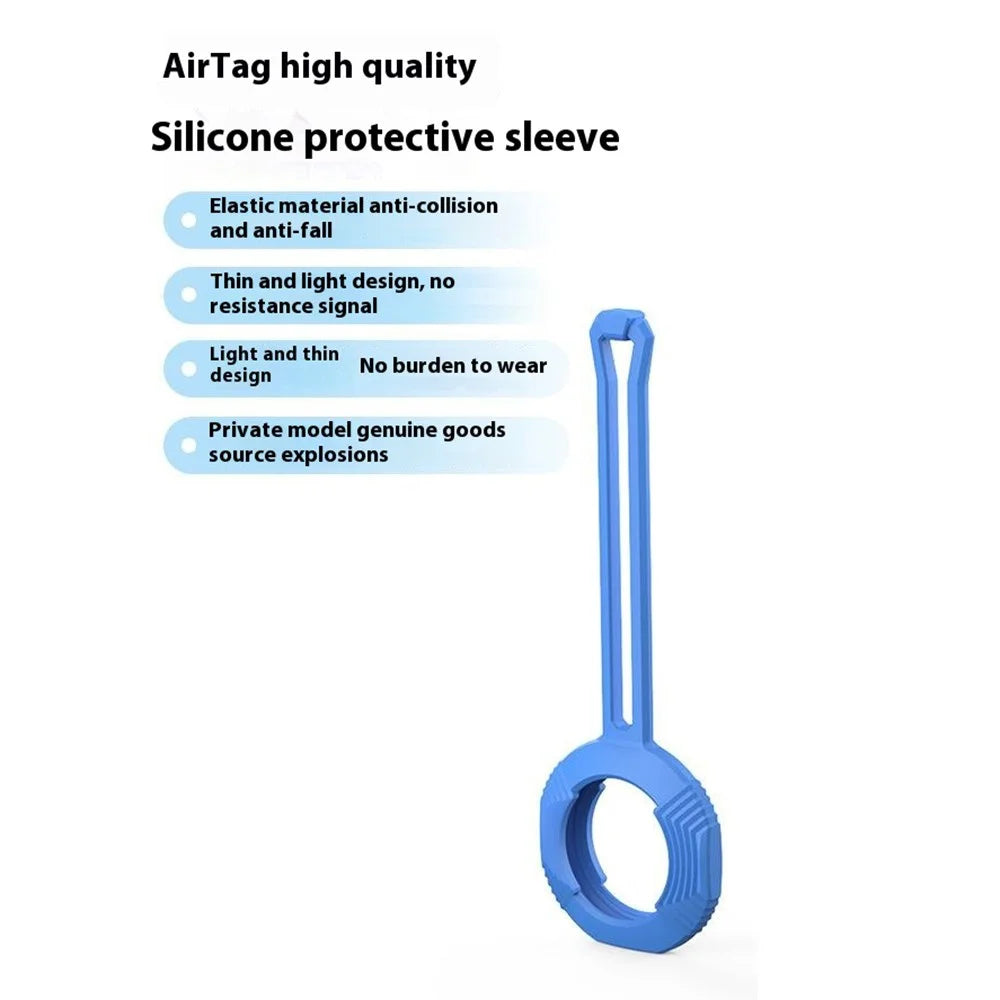 AHASTYLE PT164 For AirTag Tracker Case Silicone Anti Drop Protective Cover with Lanyard - Blue - 6