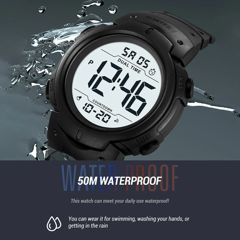 SKMEI 2304 Multifunction Digital Watch Outdoor Dual Time Electronic Wristwatch with EL Backlight - Black - 4
