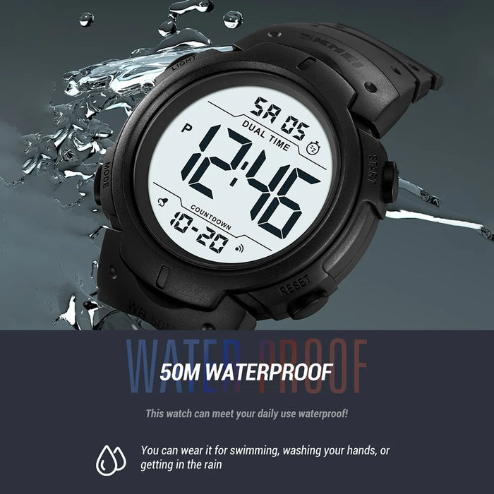 SKMEI 2304 Multifunction Digital Watch Outdoor Dual Time Electronic Wristwatch with EL Backlight - Black - 4