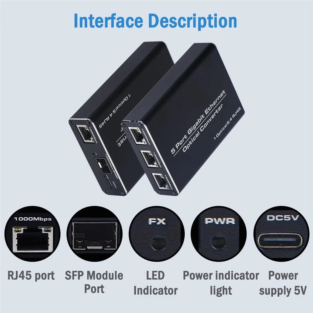 HW6 1 Fiber 4 Ethernet Gigabit SFP Transceiver Module with TX / RX 1.25G Single Mode Single Fiber Transmission Adapter - 3