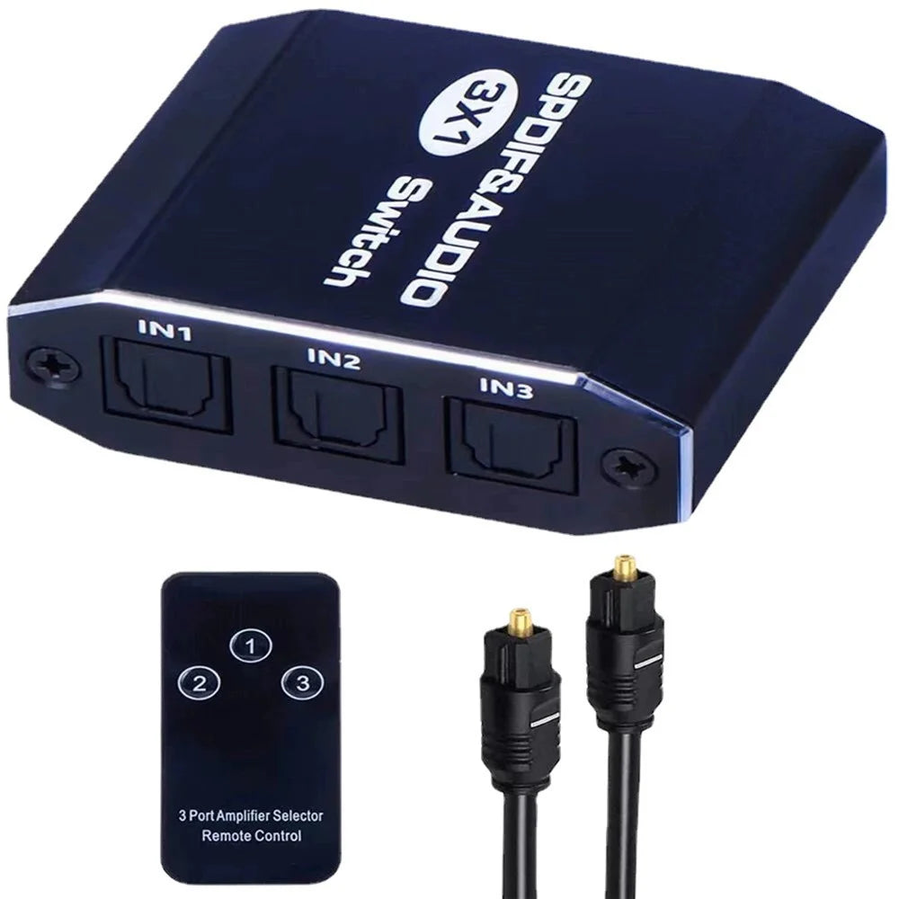 VG2 3x1 Audio Switcher SPDIF Optical Switch 3 In 1 Out Digital Toslink Selector for Home Theater Systems - 1