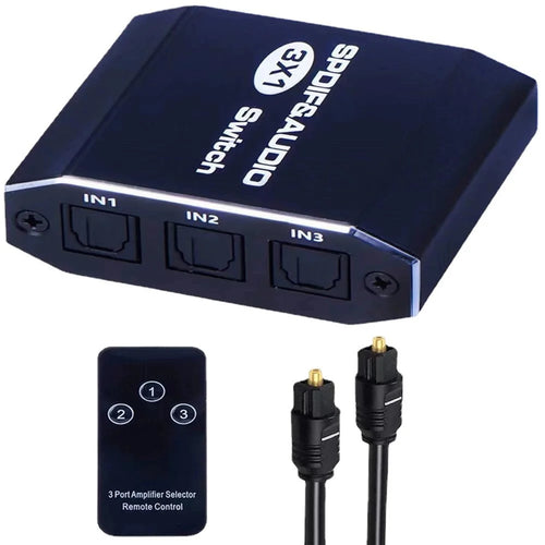 VG2 3x1 Audio Switcher SPDIF Optical Switch 3 In 1 Out Digital Toslink Selector for Home Theater Systems - 1