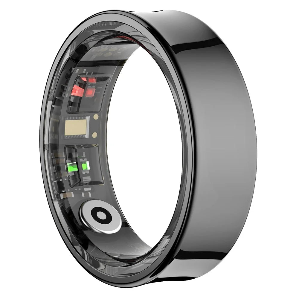 R09 Pedometer Smart Ring Heart Rate Blood Pressure Monitor Waterproof Bluetooth-Compatible Finger Ring - Black / Size 7 - 1