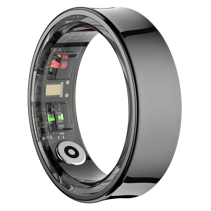 R09 Pedometer Smart Ring Heart Rate Blood Pressure Monitor Waterproof Bluetooth-Compatible Finger Ring - Black / Size 7 - 1