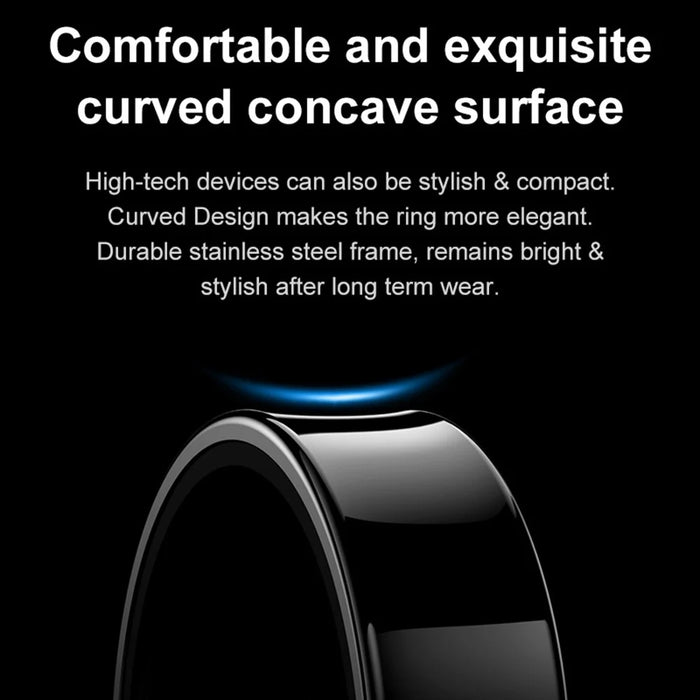 R09 Pedometer Smart Ring Heart Rate Blood Pressure Monitor Waterproof Bluetooth-Compatible Finger Ring - Black / Size 7 - 3