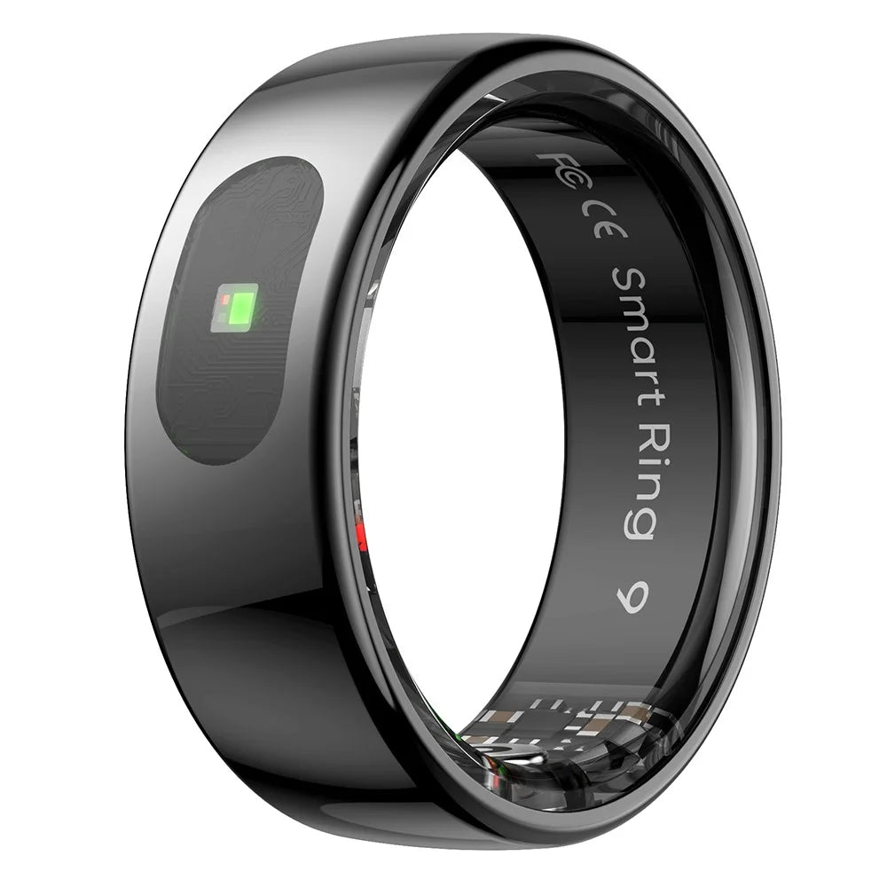 R08 Smart Ring 5 ATM Waterproof Heart Rate Blood Pressure Body Temperature Monitor Finger Ring - Black / Size 7 - 1