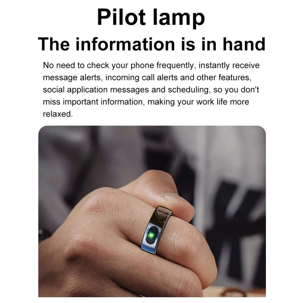 R08 Smart Ring 5 ATM Waterproof Heart Rate Blood Pressure Body Temperature Monitor Finger Ring - Black / Size 7 - 2