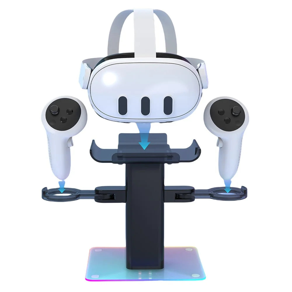 Storage Rack for Meta Quest 3S / Quest 3 / Quest 2 VR Headset Charging Stand Controller Desktop Organizer - Black - 1