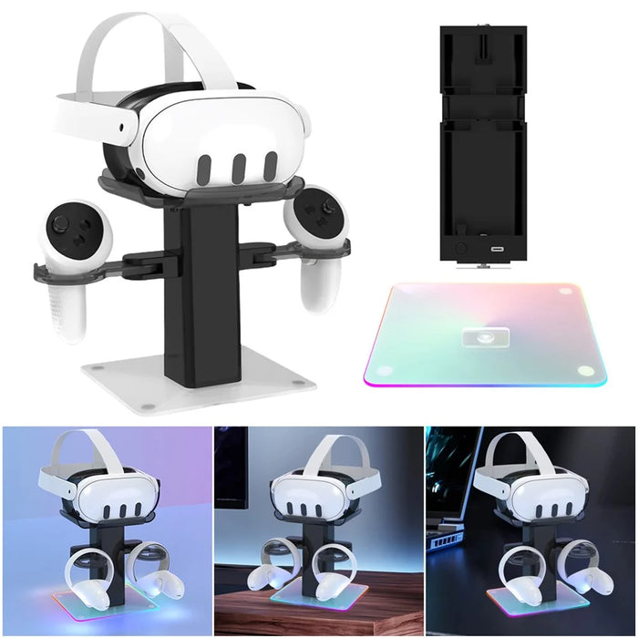 Storage Rack for Meta Quest 3S / Quest 3 / Quest 2 VR Headset Charging Stand Controller Desktop Organizer - Black - 2