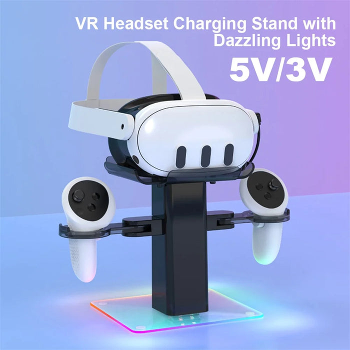 Storage Rack for Meta Quest 3S / Quest 3 / Quest 2 VR Headset Charging Stand Controller Desktop Organizer - Black - 3