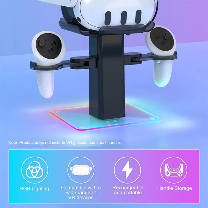 Storage Rack for Meta Quest 3S / Quest 3 / Quest 2 VR Headset Charging Stand Controller Desktop Organizer - Black - 4