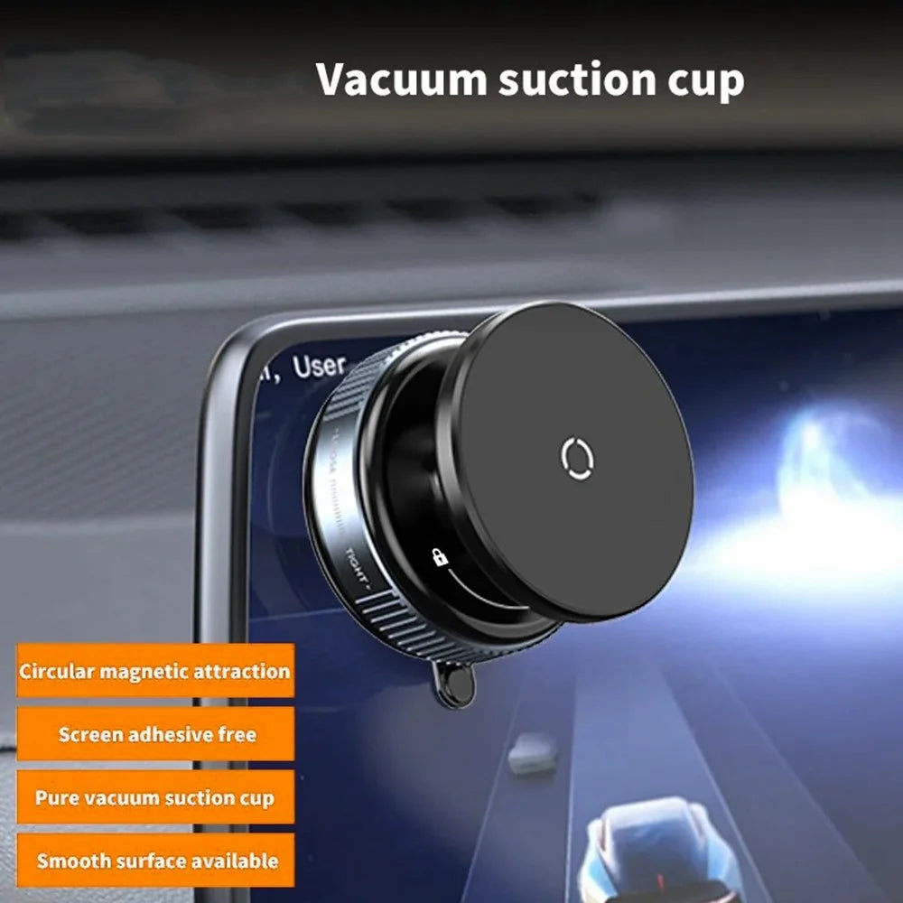 Vacuum Suction Magnetic Car Phone Holder Dashboard Windshield Suction Cup Phone Mount - Black - 2