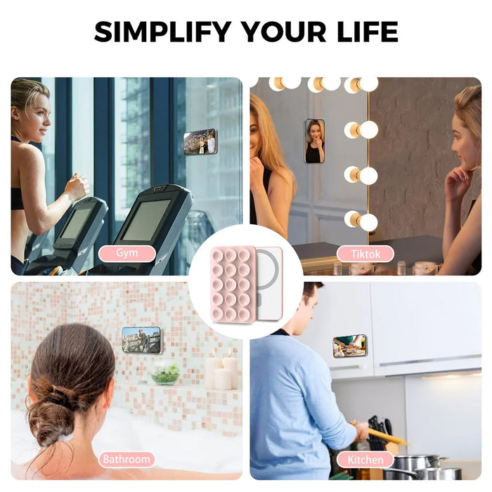 AHASTYLE PT-CY202 Magnetic Silicone Cup Phone Holder Multi-Function Phone Mount - Pink - 5