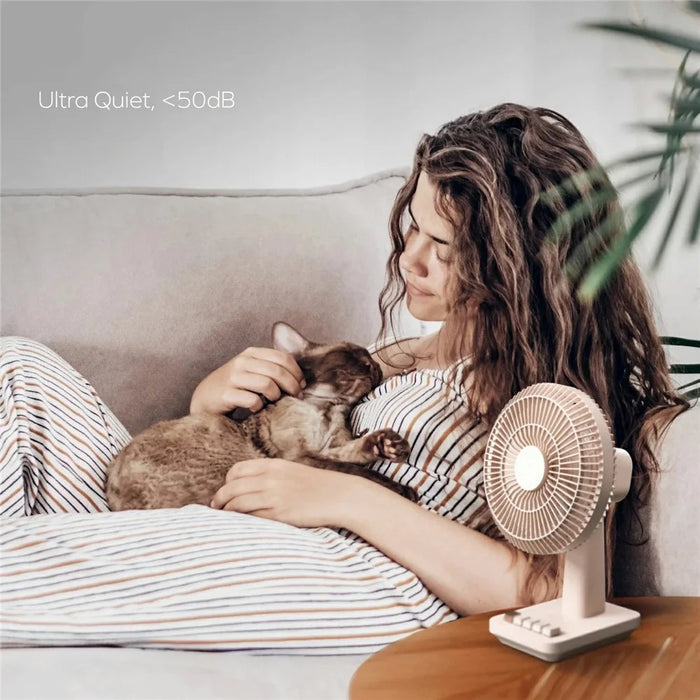MOMAX 1-Degree Pod Mini Desktop Fan Gentle Breeze Rechargeable 4 Speeds Home Office Fan Cooler - Desert Gold - 7