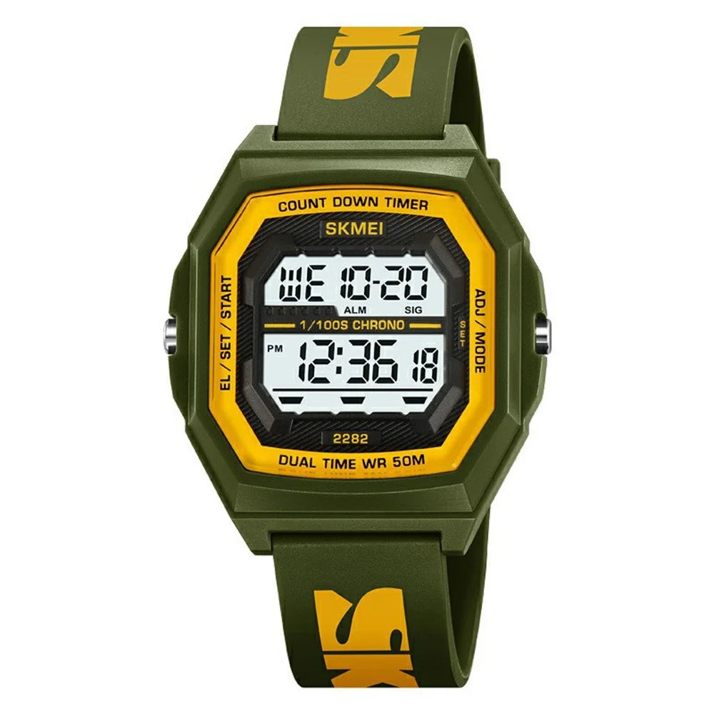SKMEI 2282 Outdoor Sports Electronic Watch Waterproof Countdown Chronograph with EL Backlit - Army Green - 1