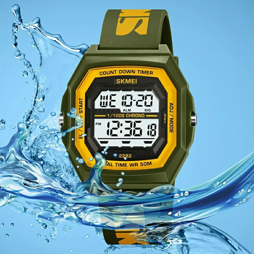 SKMEI 2282 Outdoor Sports Electronic Watch Waterproof Countdown Chronograph with EL Backlit - Army Green - 3