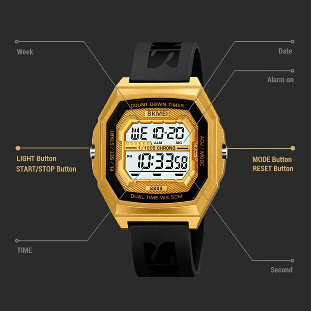SKMEI 2282 Outdoor Sports Electronic Watch Waterproof Countdown Chronograph with EL Backlit - Army Green - 4