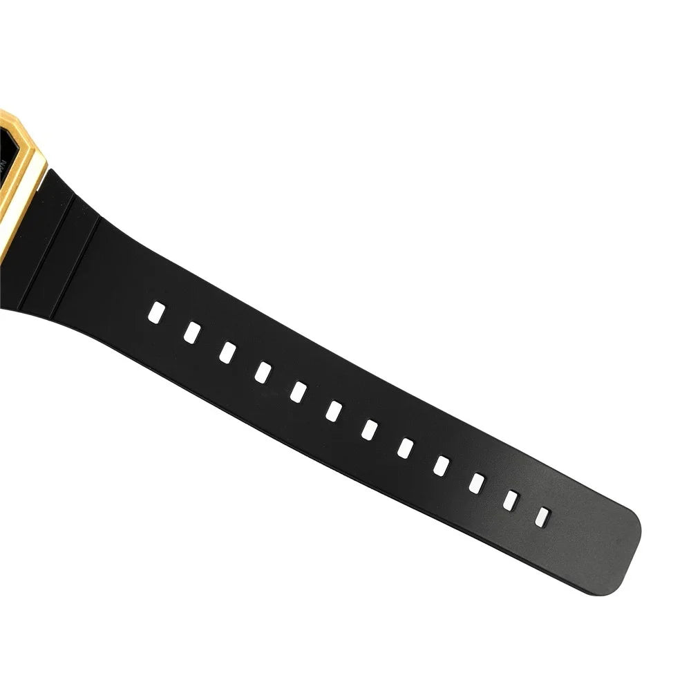 SKMEI 2347 Square Electronic Watch for Men Multifunction Sports Student Wristwatch with EL Backlit - Gold+Black - 6