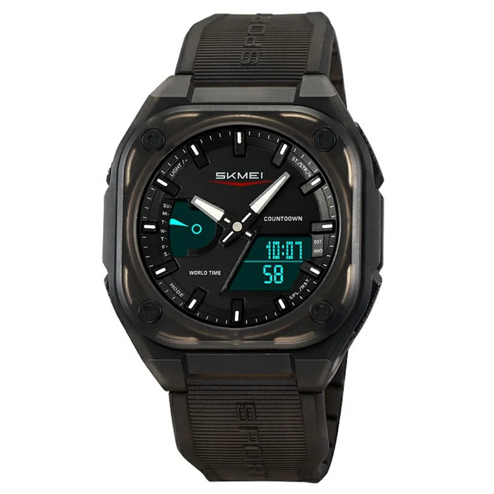 SKMEI 2328 Outdoor Student Square Electronic Watch 50M Waterproof Multifunction Sports Timepiece - Transparent Black - 1