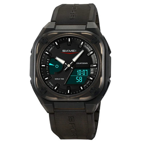 SKMEI 2328 Outdoor Student Square Electronic Watch 50M Waterproof Multifunction Sports Timepiece - Transparent Black - 1