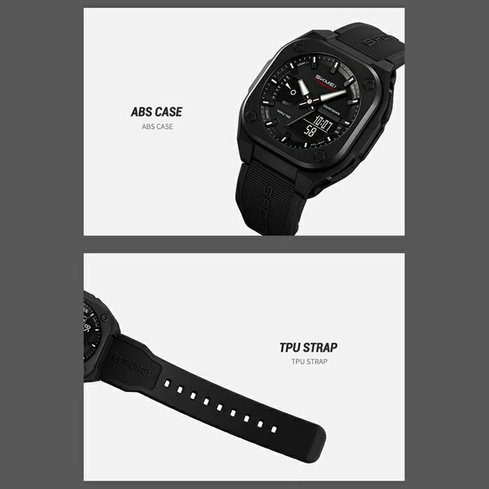 SKMEI 2328 Outdoor Student Square Electronic Watch 50M Waterproof Multifunction Sports Timepiece - Transparent Black - 5