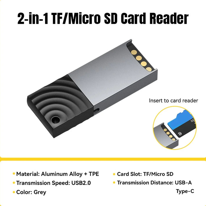 ESSAGER ES-DK02 2 in 1 TF Card Reader USB-A / Type-C Mini Adapter for SD Cards Fast Data Transfer - 3