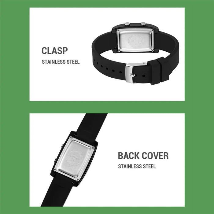 SKMEI 2325 Student Digital Watch Silicone Strap Square Electronic Wristwatch with EL Backlight - Transparent White+Black - 5