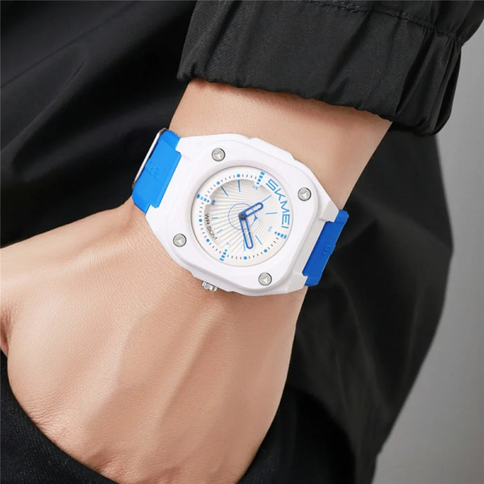 SKMEI 2329 Analog Display Quartz Watch with Silicone Strap 50M Waterproof Student Timepiece - White - 4