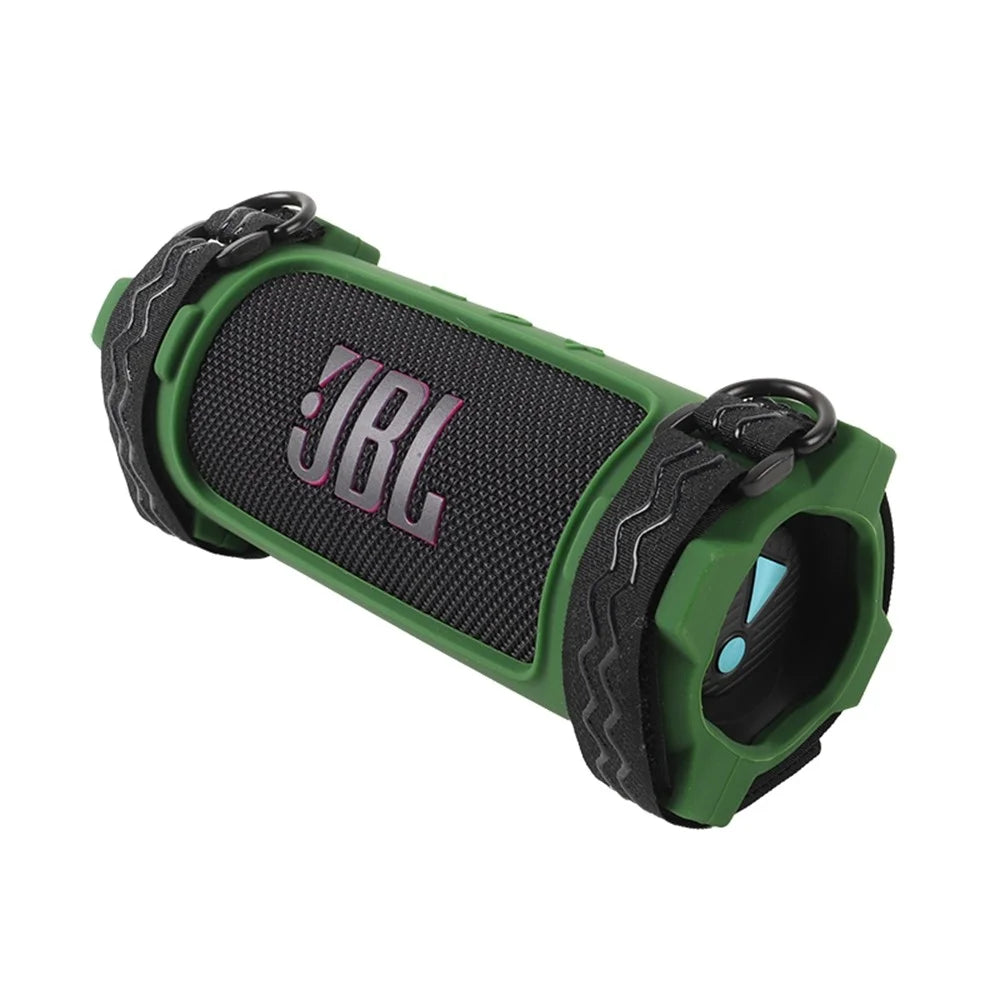 For JBL Flip 7 Silicone Case Shockproof Dustproof Anti Scratch Speaker Protective Cover with Straps - Army Green - 2