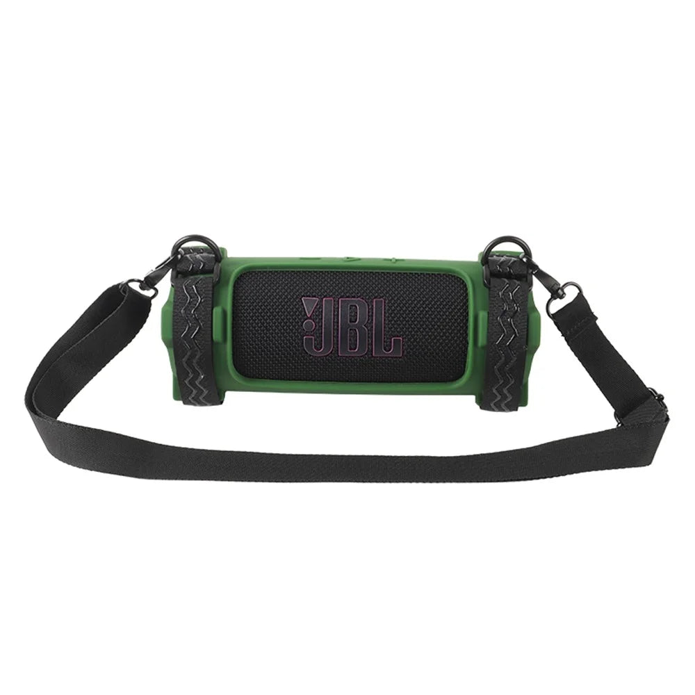 For JBL Flip 7 Silicone Case Shockproof Dustproof Anti Scratch Speaker Protective Cover with Straps - Army Green - 3