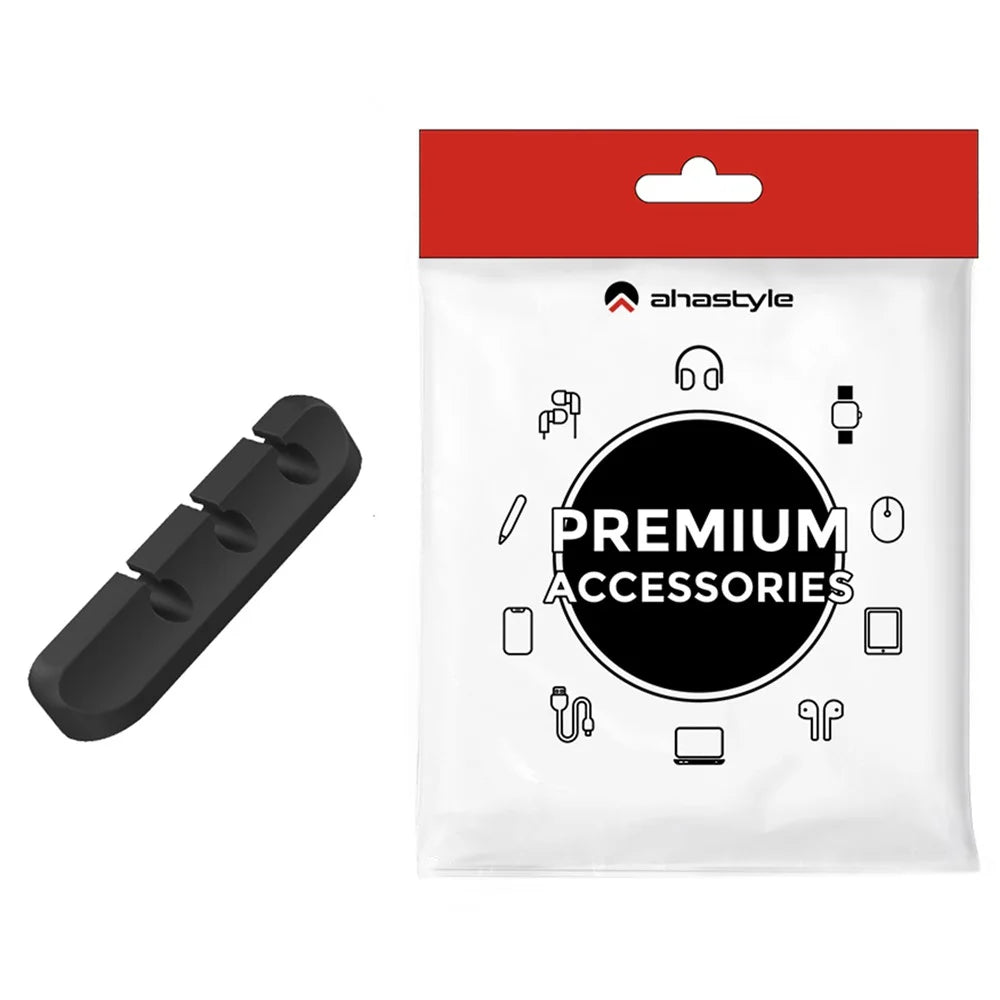 AHASTYLE WG144 Silicone Cable Clip Wire Organizer 3-Hole Adhesive Cord Management - Black - 1