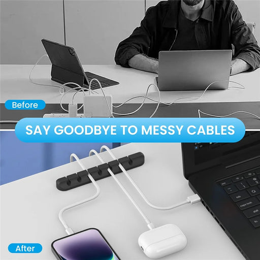 AHASTYLE WG144 Silicone Cable Clip Organizer 7-Hole Wire Management Cord Holder - Black - 2