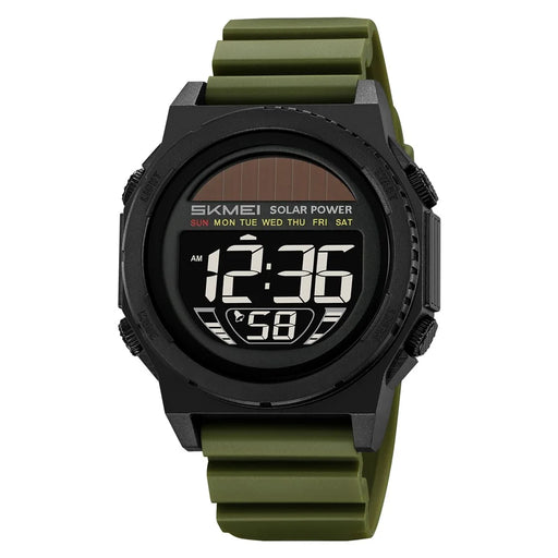 SKMEI 2358 Solar Powered Digital Watch Electronic Waterproof Sports Wristwatch with EL Backlight - Army Green - 2