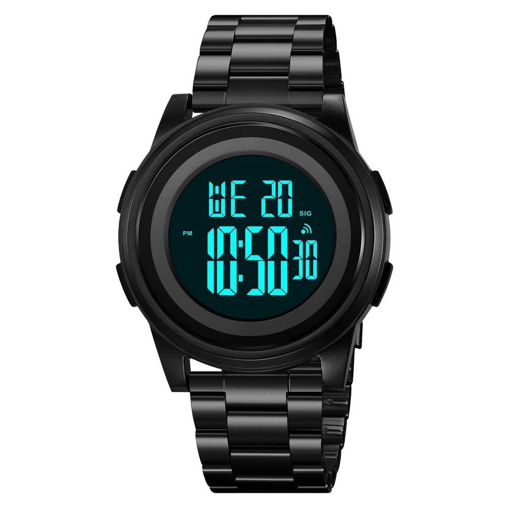 SKMEI 2379 Digital Watch Teens Multifunctional Sports Chronograph Waterproof Watch with Stainless Steel Band - Black - 1