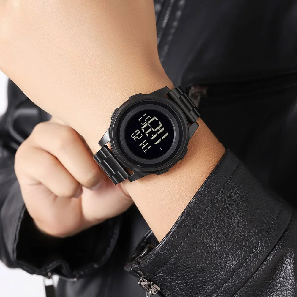 SKMEI 2379 Digital Watch Teens Multifunctional Sports Chronograph Waterproof Watch with Stainless Steel Band - Black - 5