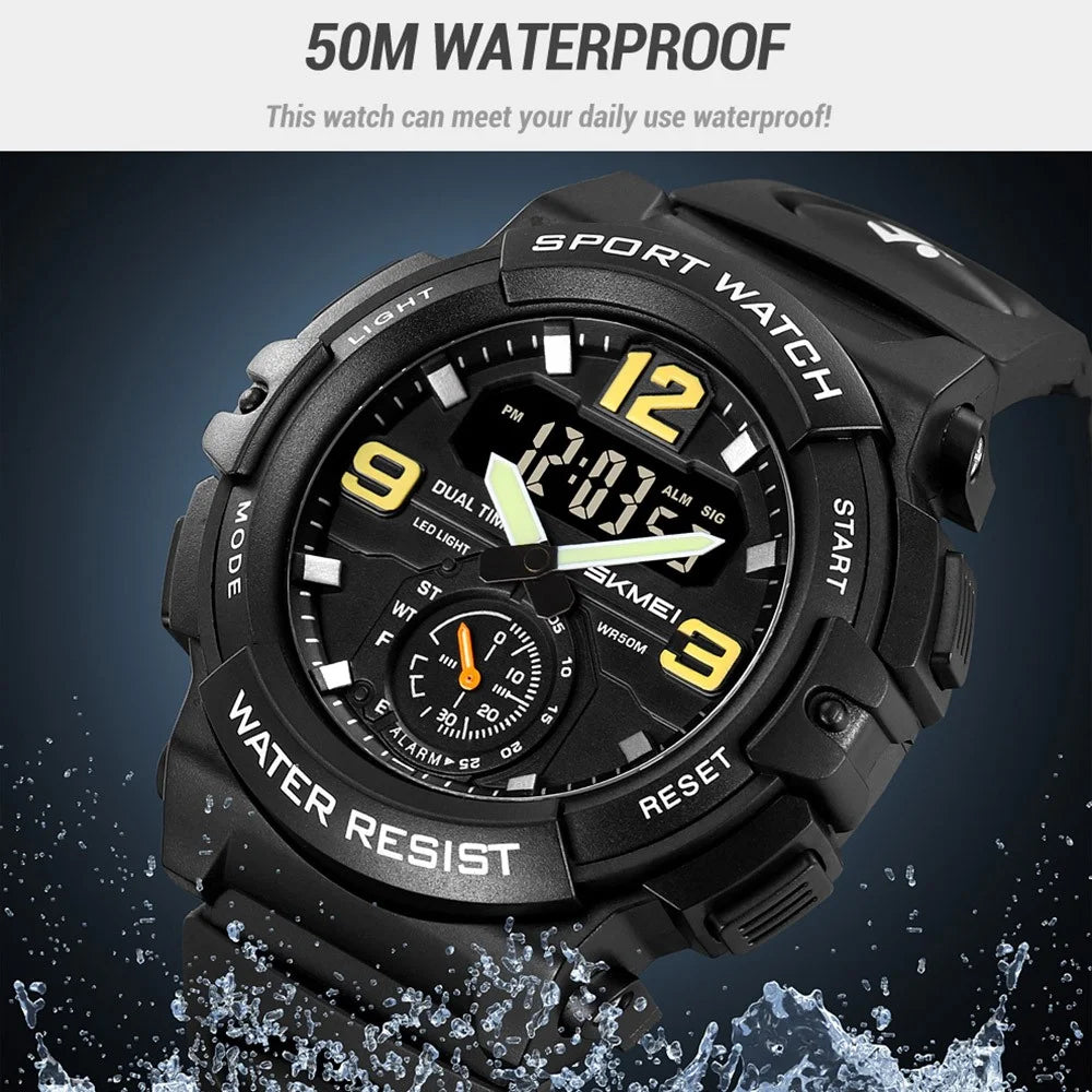 SKMEI 2341 Digital Sports Watch Camouflage Design Waterproof Alarm Watch with LED Backlight - Black - 4