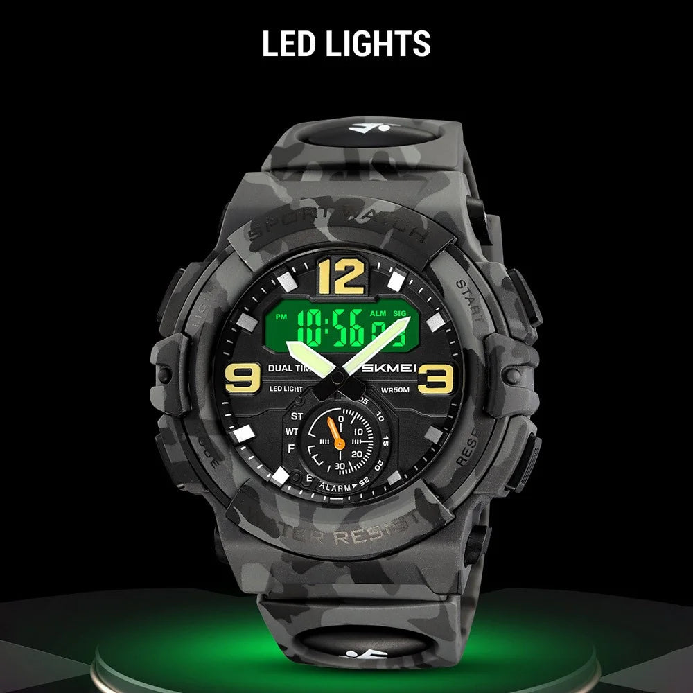 SKMEI 2341 Digital Sports Watch Camouflage Design Waterproof Alarm Watch with LED Backlight - Black - 5