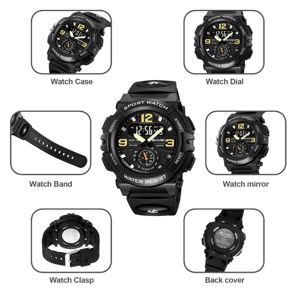 SKMEI 2341 Digital Sports Watch Camouflage Design Waterproof Alarm Watch with LED Backlight - Black - 7