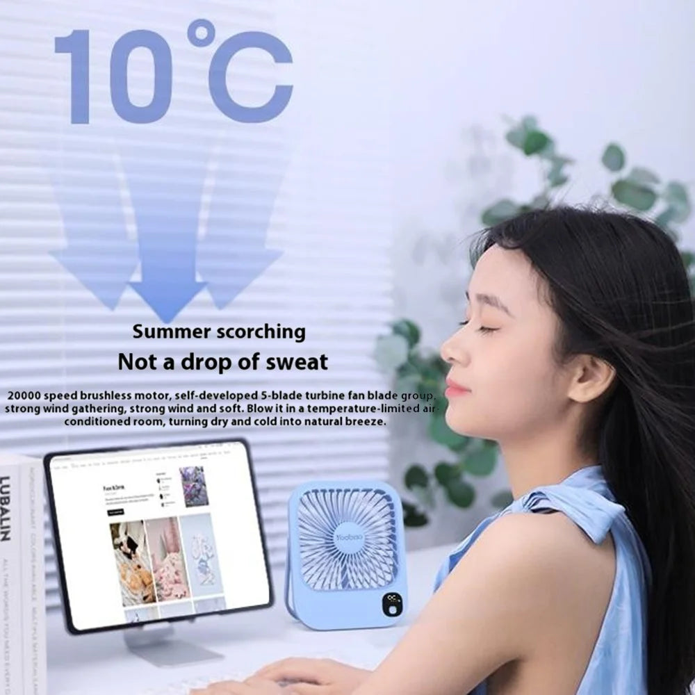 YOOBAO Y-F01 Portable Mini Fan 5000mAh Battery Powered 3 Speed Cooling Fan for Home / Travel Use - Blue - 4