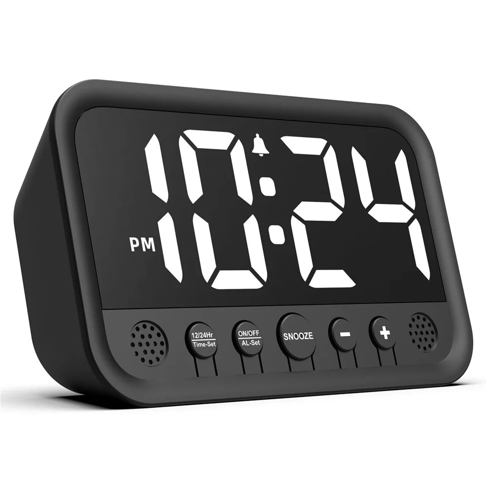 LLR104 Adjustable Volume Digital Alarm Clock USB Powered LED Display Desktop Clock with Snooze Function - White - 1