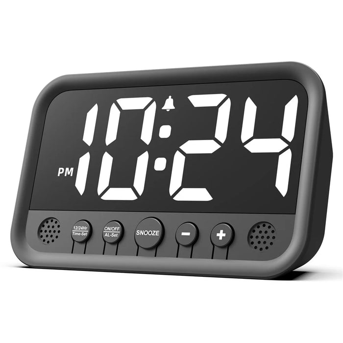 LLR104 Adjustable Volume Digital Alarm Clock USB Powered LED Display Desktop Clock with Snooze Function - White - 2